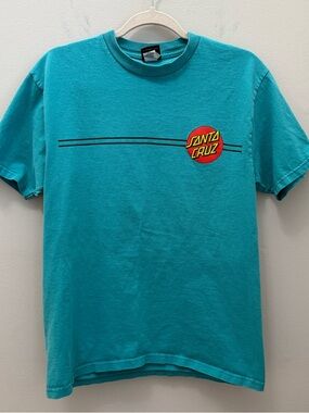 Vintage 90s Santa Cruz Skateboards Men’s Teal Graphic Logo T-Shirt Size Medium
